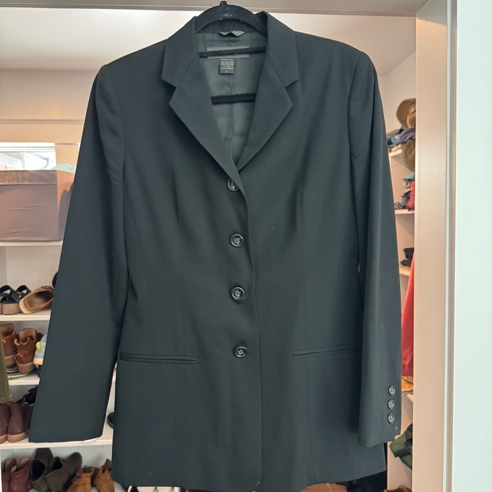 Banana Republic Black Tailored Italian Wool Blazer